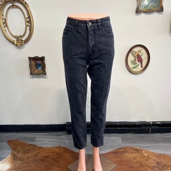 Vintage Guess Jeans Georges Marciano Black High Waisted Mom Ankle Zip USA 28